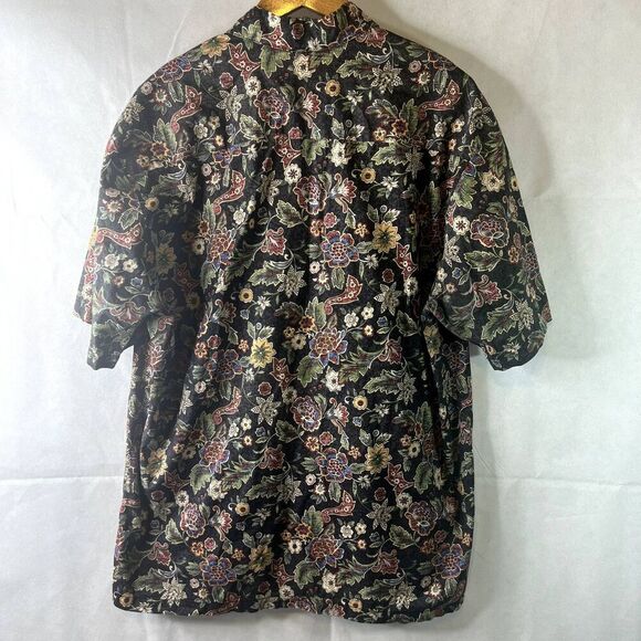 Paradise Blue Men's Floral Print Cotton Button Up Size Large - Picture 2 of 10